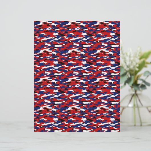 Rood wit en blauw camo origami papier (Staand voorkant)