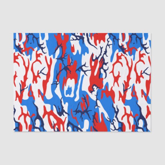 Rood wit en blauw Camo-papier Tissuepapier (Voorkant)
