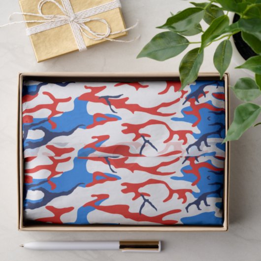 Rood wit en blauw Camo-papier Tissuepapier (Geschenk)