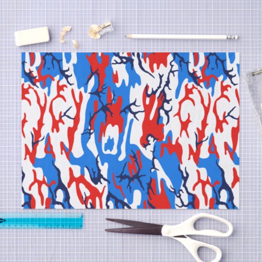 Rood wit en blauw Camo-papier Tissuepapier (Craft)