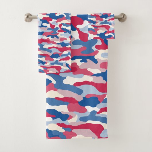 Rood wit en blauw Camouflage Bad Handdoek (Insitu)