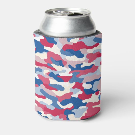 Rood wit en blauw Camouflage Blikjeskoeler (Blikje Achterkant)