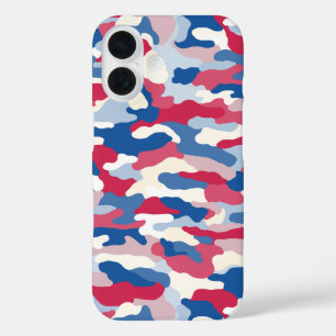 Rood wit en blauw Camouflage iPhone 16 Hoesje
