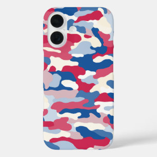 Rood wit en blauw Camouflage iPhone 16 Hoesje