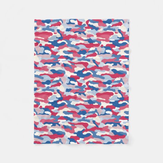 Rood wit en blauw Camouflage Fleece Deken (Voorkant)