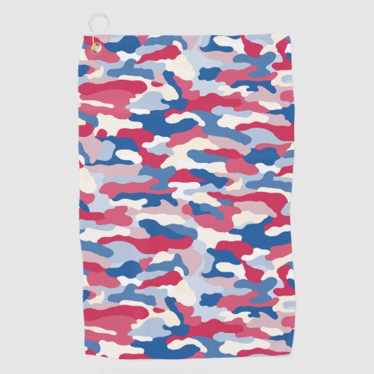 Rood wit en blauw Camouflage Golfhanddoek (Voorkant)