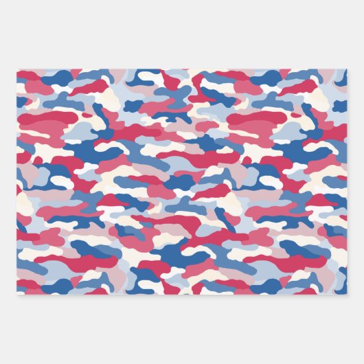 Rood wit en blauw Camouflage Inpakpapier Vel (Voorkant 3)