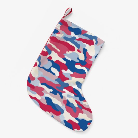 Rood wit en blauw Camouflage Kleine Kerstsok (Voorkant (Hangend))