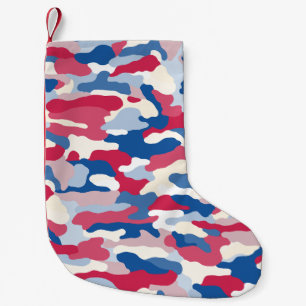 Rood wit en blauw Camouflage Kleine Kerstsok