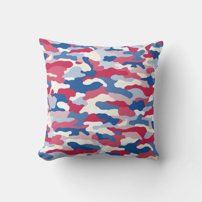 Rood wit en blauw Camouflage Kussen (Voorkant)