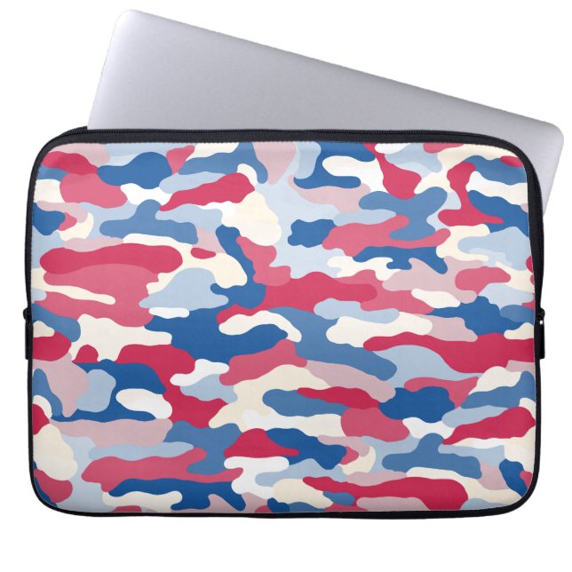 Rood wit en blauw Camouflage Laptop Sleeve (Voorkant)