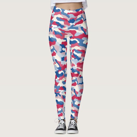 Rood wit en blauw Camouflage Leggings (Voorkant)