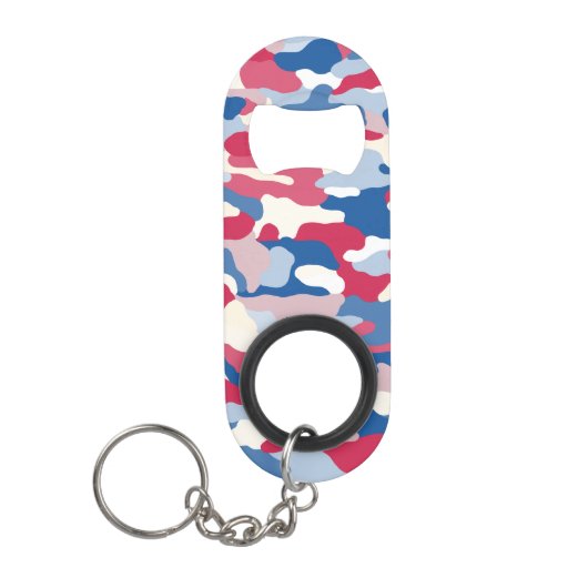 Rood wit en blauw Camouflage Mini Flessenopener (Voorkant)