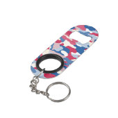 Rood wit en blauw Camouflage Mini Flessenopener (Achterkant Gekanteld)