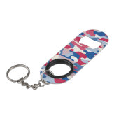 Rood wit en blauw Camouflage Mini Flessenopener (Voorkant Gekanteld)