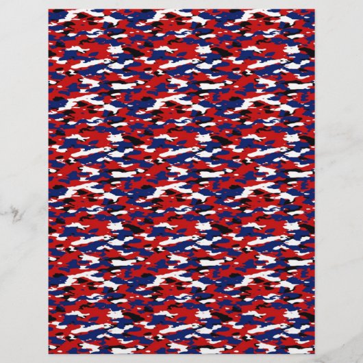 Rood wit en blauw camouflage origami papier (Voorkant)