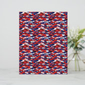 Rood wit en blauw camouflage origami papier (Staand voorkant)