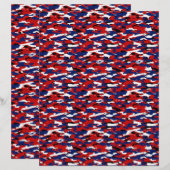 Rood wit en blauw camouflage origami papier (Voorkant / Achterkant)