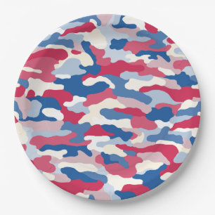 Rood wit en blauw Camouflage Papieren Bordje