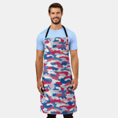 Rood wit en blauw Camouflage Schort (Gedragen)