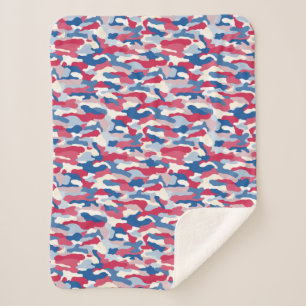 Rood wit en blauw Camouflage Sherpa Deken