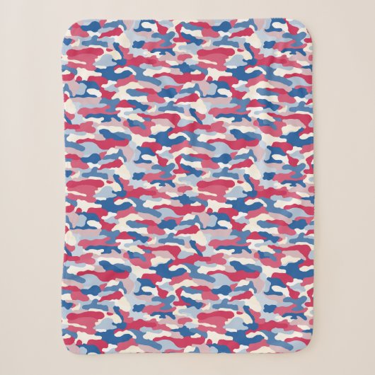 Rood wit en blauw Camouflage Sherpa Deken (Voorkant)