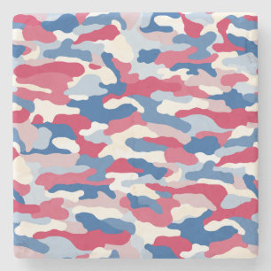 Rood wit en blauw Camouflage Stenen Onderzetter