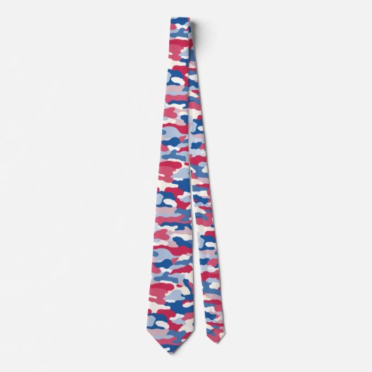 Rood wit en blauw Camouflage Stropdas (Voorkant)