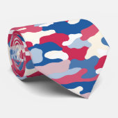 Rood wit en blauw Camouflage Stropdas (Opgerold)