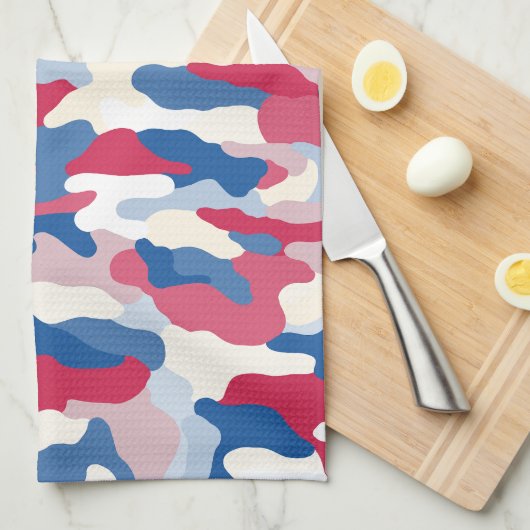 Rood wit en blauw Camouflage Theedoek (Quarter Fold)