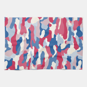 Rood wit en blauw Camouflage Theedoek