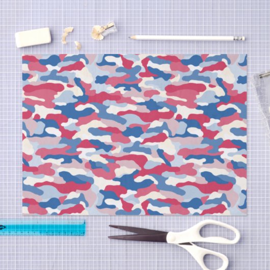 Rood wit en blauw Camouflage Tissuepapier (Craft)
