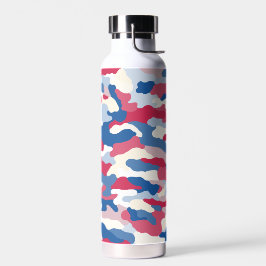 Rood wit en blauw Camouflage Waterfles