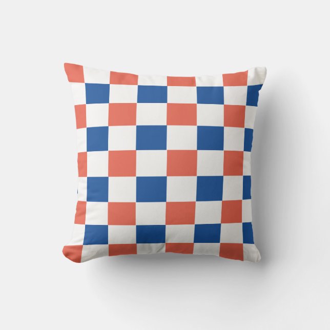 Rood, wit en blauw check Sierkussen (Voorkant)