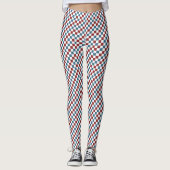 Rood Wit en Blauw Checker Patroon Leggings (Voorkant)