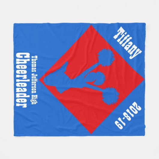 Rood wit en blauw Cheerleader Fleece Blanket Deken (Voorkant (Horizontaal))