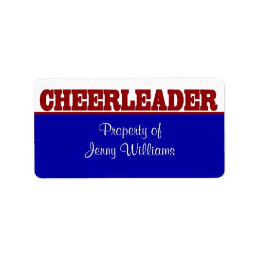 Rood, Wit en Blauw Cheerleader Naam Stickers (Voorkant)