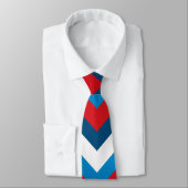 Rood wit en blauw chevron patroon stropdas (Gebonden)