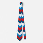 Rood wit en blauw chevron patroon stropdas (Voorkant)