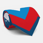 Rood wit en blauw chevron patroon stropdas (Opgerold)