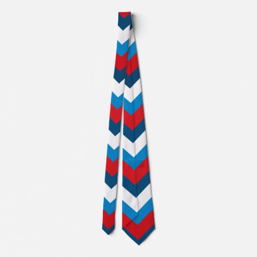 Rood wit en blauw chevron patroon stropdas (Achterkant)