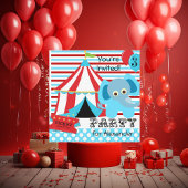 Rood, Wit en Blauw Circus Verjaardagsuitnodigingen Kaart