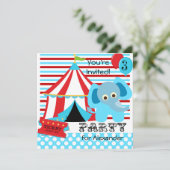 Rood, Wit en Blauw Circus Verjaardagsuitnodigingen Kaart (Staand voorkant)