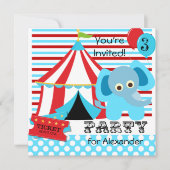 Rood, Wit en Blauw Circus Verjaardagsuitnodigingen Kaart (Voorkant)