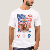 Rood Wit en Blauw Cocker Spaniel Hond 4 juli T-shirt (Voorkant)