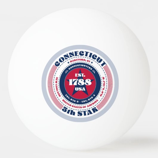 Rood, wit en blauw Connecticut Circle Pingpongbal (Voorkant)