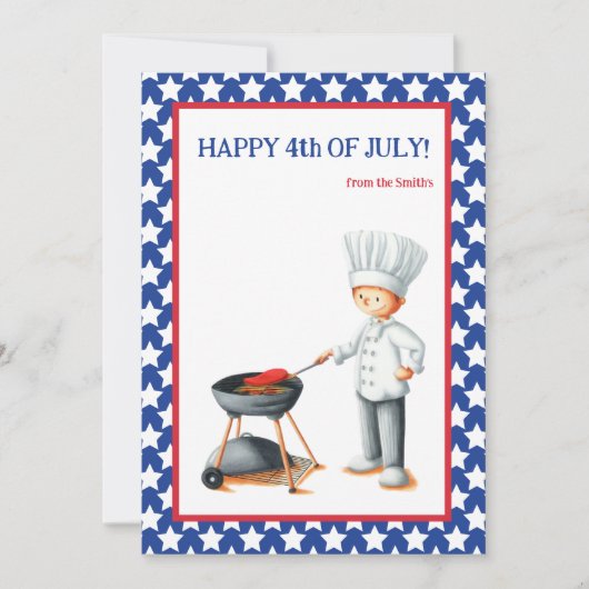 Rood Wit en Blauw Cookout Gelukkig 4th van Juli Feestdagenkaart (Voorkant)