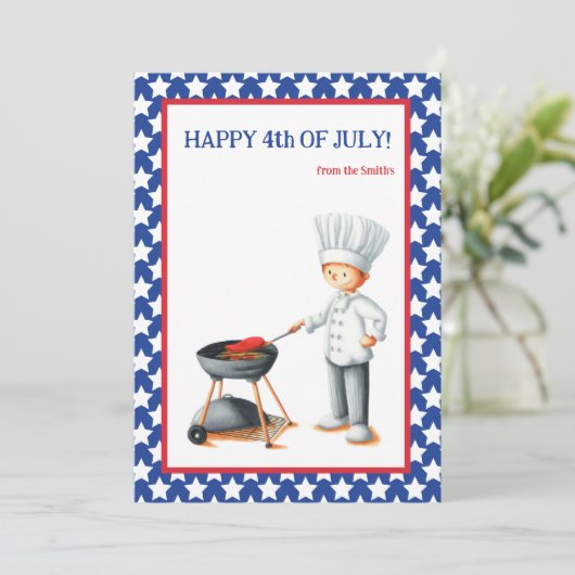 Rood Wit en Blauw Cookout Gelukkig 4th van Juli Feestdagenkaart (Staand voorkant)