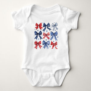 Rood Wit en Blauw Coquette Bows Romper