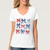 Rood Wit en Blauw Coquette Bows T-shirt (Voorkant)